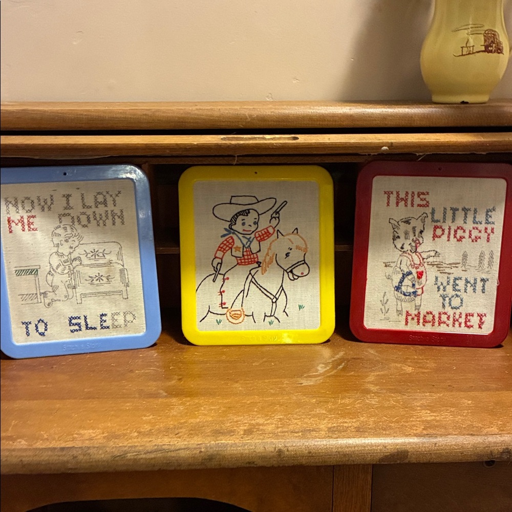 Vintage Cowboy and Nursery Rhyme Wall Art Set